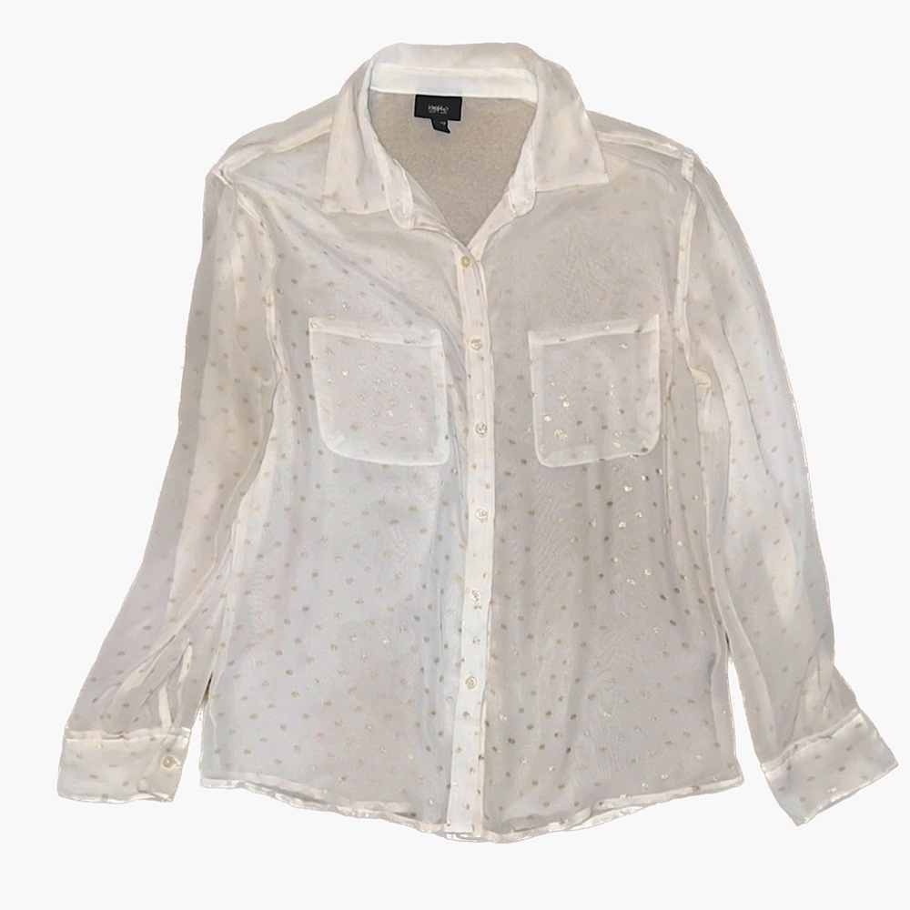 Sheer polka dot button up